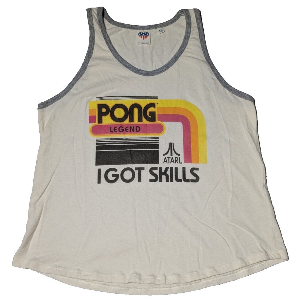 ATARI PONG LEGEND I HAVE SKILLS x‎ JUNK FOOD RETRO Women 2XL Ivory Tank Top